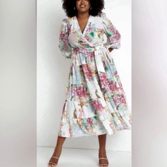 Eloquii Dresses & Skirts - Eloquii Floral Patchwork Paisley Belted Maxi Dress Boho Botanical Women's 18‎